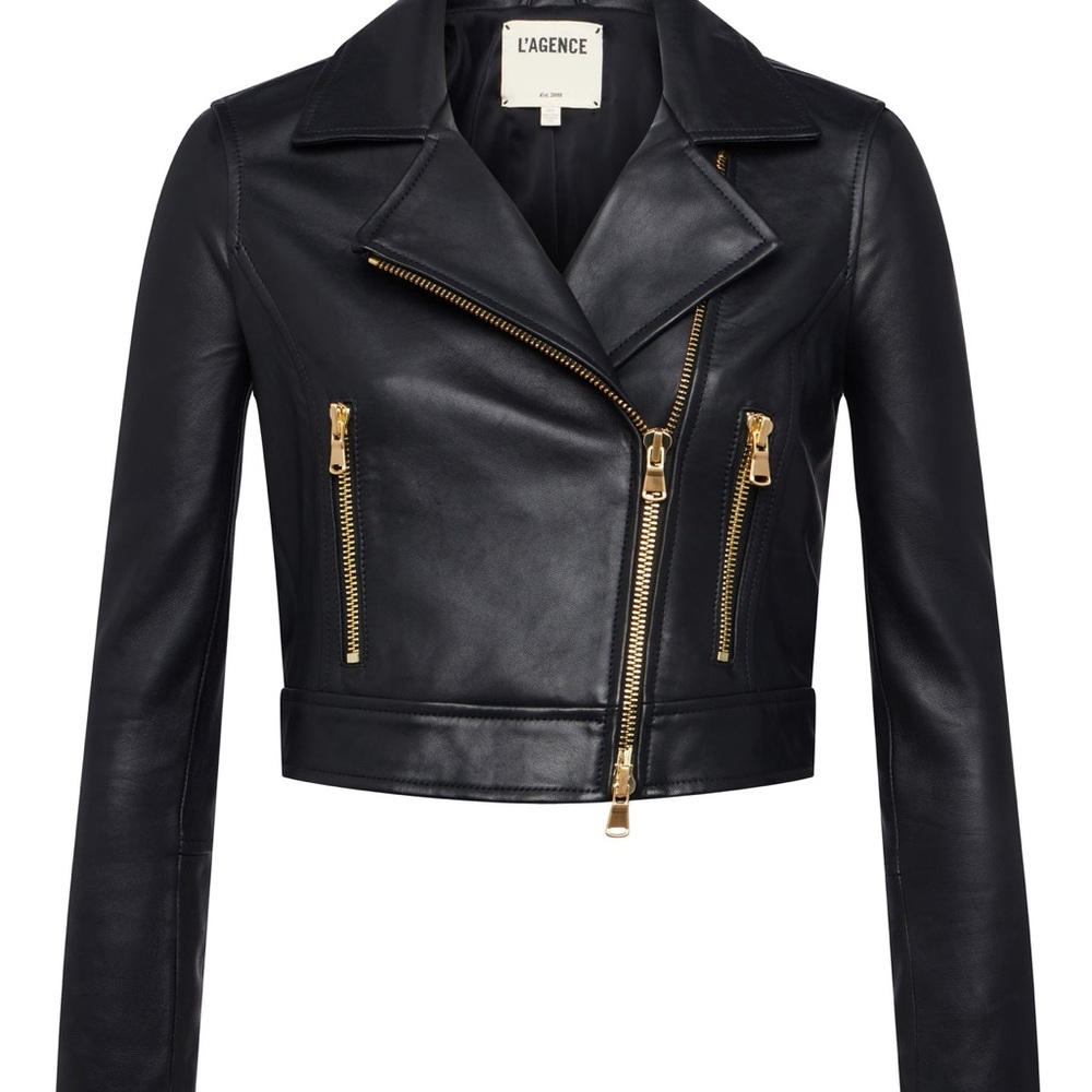 NWT L’Agence Black Medium 100% Lamb Leather Onna Biker Jacket $1395msrp - Picture 6 of 10